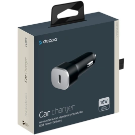 Автомобильное зарядное устройство Deppa 18W USB-C 11289 Black