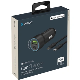 Автомобильное зарядное устройство Deppa 20W USB-A/USB-C 11297 Black