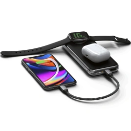 Беспроводное зарядное устройство Satechi Quatro Wireless Power Bank Space Grey