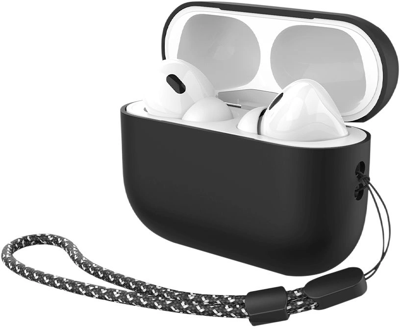 Силиконовый чехол Deppa для AirPods PRO2 с ремешком (47340) Black фото 1