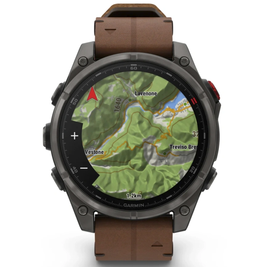 Смарт-часы Garmin Fenix 8 Pro 47mm Amoled Sapphire Lens Tinanium With Chestnut Leather Band Plus Pabble gray Silicone (010-03198-40) фото 3