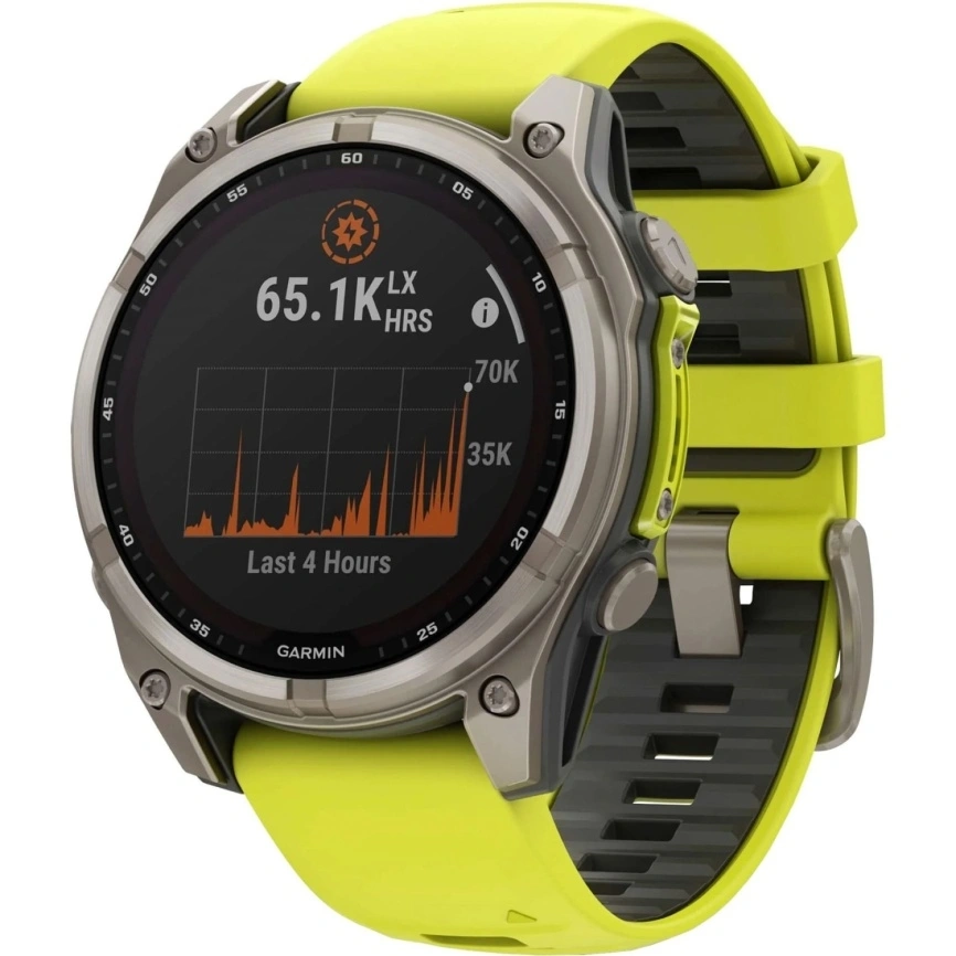 Смарт-часы Garmin Fenix 8 51mm Solar Sapphire (010-02907-21) Carbon Gray DLC Titanium with Yellow/Graphite Silicone Band фото 1