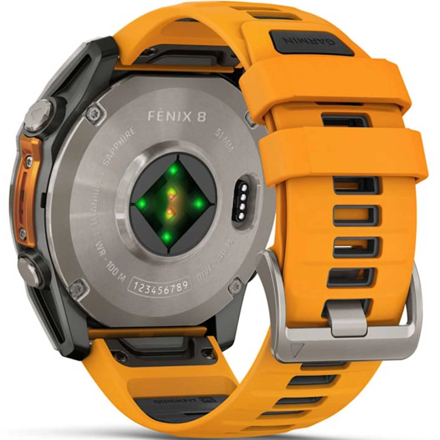 Смарт-часы Garmin Fenix 8 51mm Amoled Sapphire (010-02905-11) Titanium with Spark Orange/Graphite Silicone Band фото 5