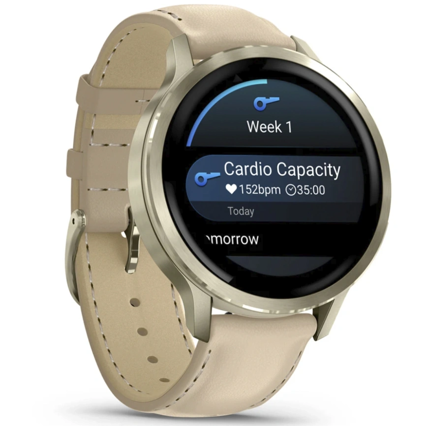 Смарт-часы Garmin Venu 4 41mm Lunar Gold with Bone Silicone Band and Light Sand Leather Band (010-03013-03) фото 5