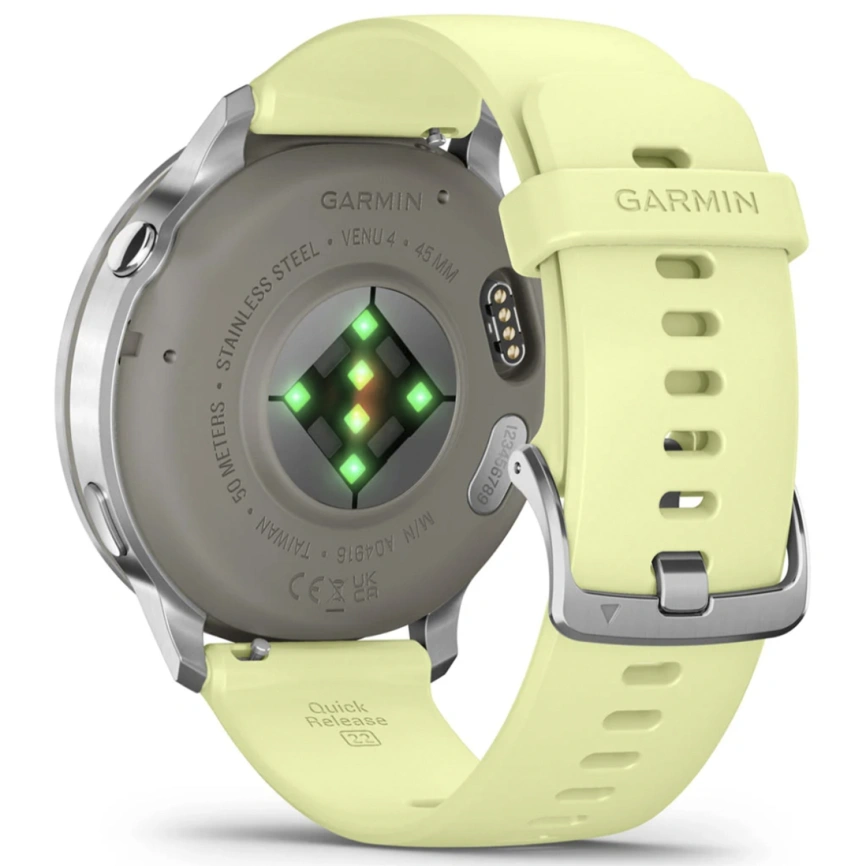 Смарт-часы Garmin Venu 4 45mm Silver Bezel With Citron Silicone Band (010-03014-02) фото 3