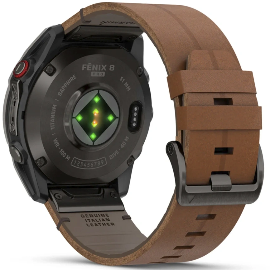 Смарт-часы Garmin Fenix 8 Pro 51mm Amoled Sapphire Lens Carbon Grey DLC Tinanium With Chestnut Leather Band (010-03199-40) фото 3