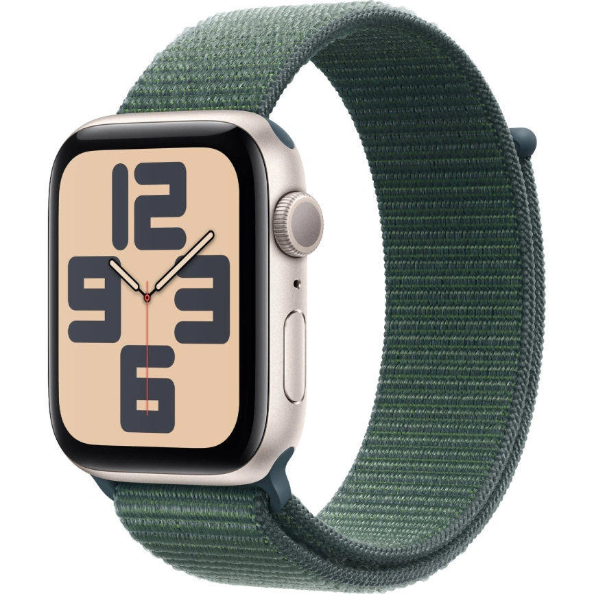 Смарт-часы Apple Watch SE (2024) 40mm Starlight Aluminium Case with Lake Green Sport Loop (MXEH3) фото 1