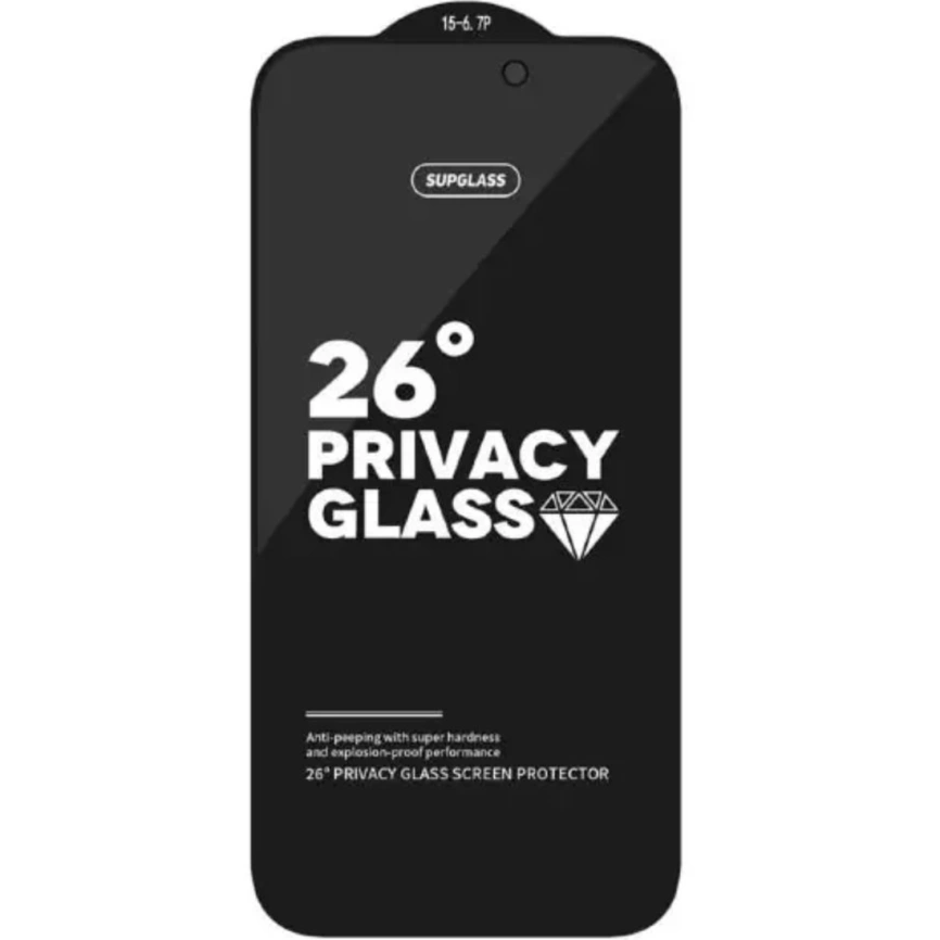 Защитное стекло Supglass (9H) Privacy Glass для iPhone 17 Pro фото 1