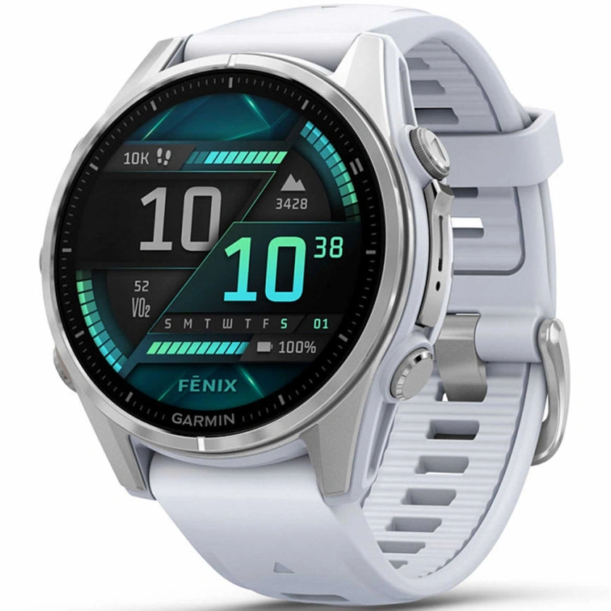 Смарт-часы Garmin Fenix 8 43mm Amoled (010-02903-00) Silver with Whitestone Silicone Band фото 1