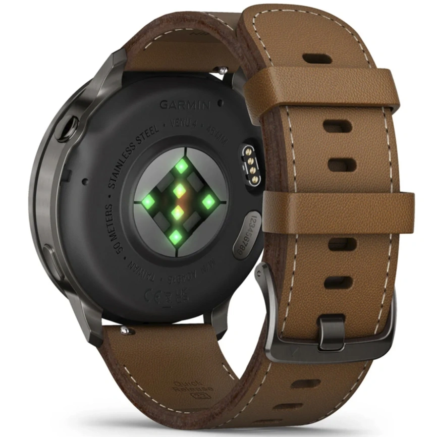 Смарт-часы Garmin Venu 4 45mm Slate Bezel With Black Silicone Band And Brown Leather Band (010-03014-03) фото 3