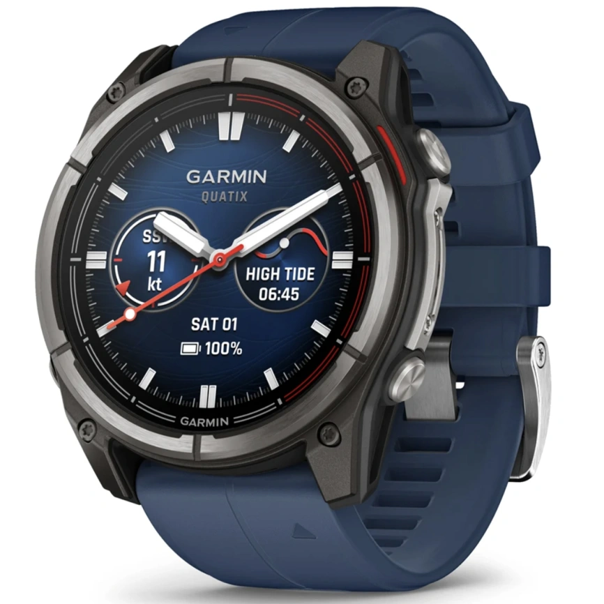 Спортивные часы Garmin Quatix 8 51mm (010-02905-91) Amoled Sapphire Titanium Grey with Blue Band фото 1